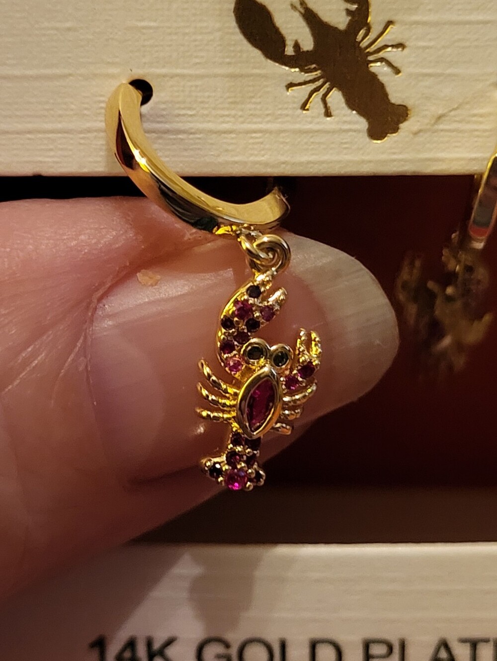 Charotte & Lexi Lobster 14K Gold Plated Earrings Bnib Rt TL M